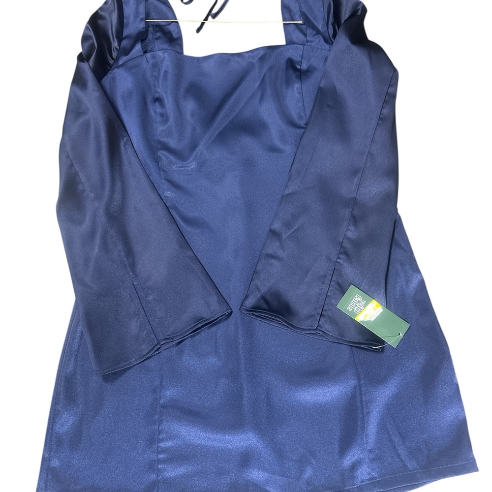 Elegant Navy Blue Silk Dress